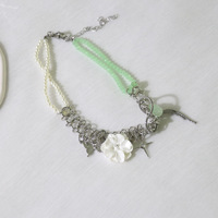Star flower butterfly jade bead necklace - Thumbnail 4