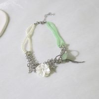 Star flower butterfly jade bead necklace - Thumbnail 5