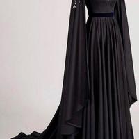 Gorgeous Long Sleeves Evening Dresses With Flower Beads - Thumbnail 1