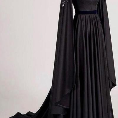 Gorgeous long sleeves evening dresses with flower beads - Thumbnail 2