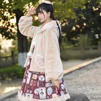 Cute Lovely Royal Highness Princess Pink & Cream Thick Warm Winter Rabbit Fur Coat Jackets - Thumbnail 6