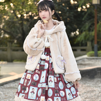 Cute Lovely Royal Highness Princess Pink & Cream Thick Warm Winter Rabbit Fur Coat Jackets - Thumbnail 9