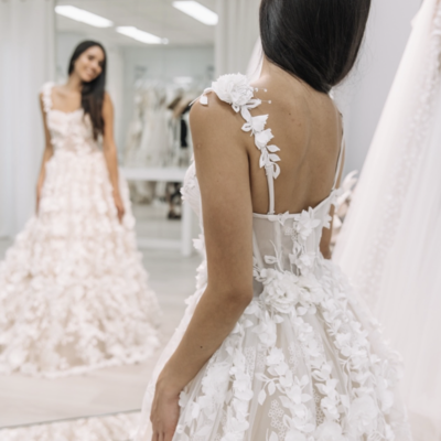 Straps wedding dresses bridal gown with 3d flowers wd5 - Thumbnail 2