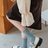 Autumn Winter Pretty Beautiful Colorful Tulips Flower Nature Sweet White Pink Green Socks 4 Patterns Pairs Sets - Thumbnail 7