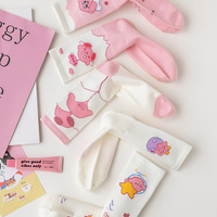 Japanese Anime Cute Kids Pink White Kirby Star Colorful Socks 5 Patterns Pairs Sets - Thumbnail 3