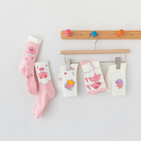 Japanese Anime Cute Kids Pink White Kirby Star Colorful Socks 5 Patterns Pairs Sets - Thumbnail 5