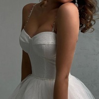 Cute Ball Gown Sweetheart Sparkly Tulle Long Wedding Dresses - Thumbnail 1