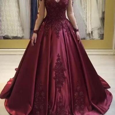 A line off shoulder burgundy wedding prom dress  - Thumbnail 3