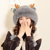 Cute deer ears knitted woolen hat - Thumbnail 7