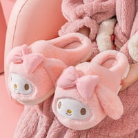 Pink Cartoon Anime Fuzzy Slippers - Thumbnail 1