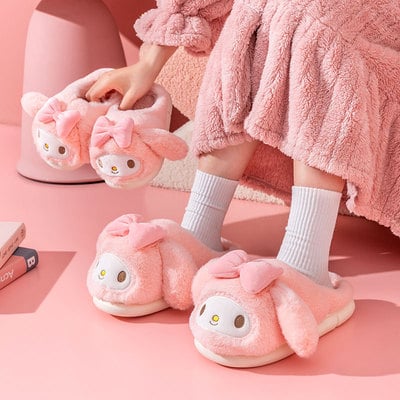 Pink Cartoon Anime Fuzzy Slippers