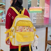 Kawaii Harajuku Cartoon Color Block Backpack - Thumbnail 3