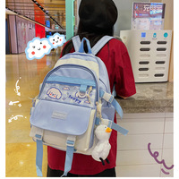 Kawaii Harajuku Cartoon Color Block Backpack - Thumbnail 6
