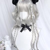 Silver white wig detachable wool curly wig - Thumbnail 1
