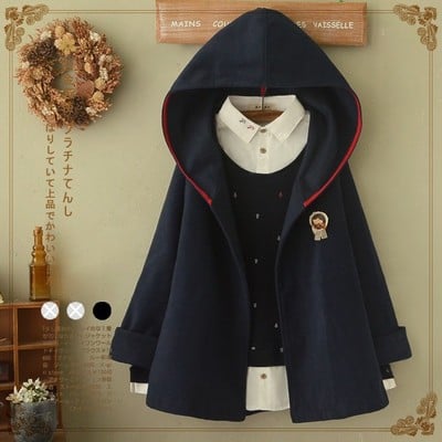 New woolen college style cape coat