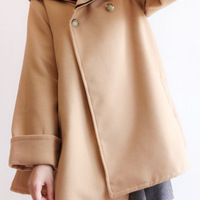 New woolen college style cape coat - Thumbnail 2