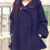 New woolen college style cape coat - Thumbnail 1