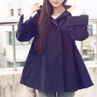 New woolen college style cape coat - Thumbnail 3