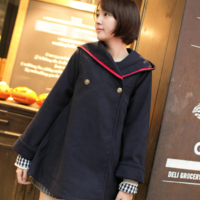 New woolen college style cape coat - Thumbnail 5
