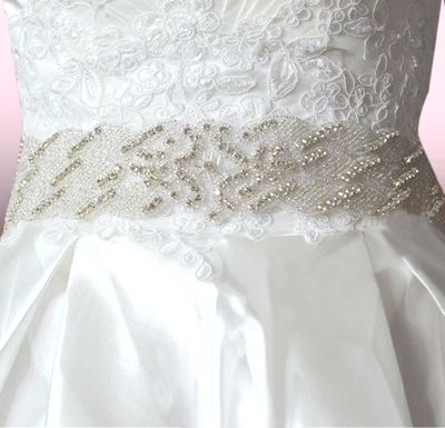 FREE SHIP - Long Trim Crystal Rhinestone Applique Wedding Bridal Glass Iron on Applique Patch