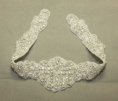 FREE SHIP - Crystal Rhinestone Applique Wedding Bridal Glass Iron on Applique Patch