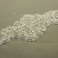 FREE SHIP - Crystal Rhinestone Applique Wedding Bridal Glass Iron on Applique Patch - Thumbnail 1