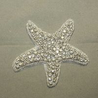 Beach Wedding Sea Star Starfish Crystal Rhinestone Applique Glass Iron on Applique Patch - Thumbnail 1