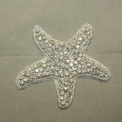 Beach wedding sea star starfish crystal rhinestone applique glass iron on applique patch