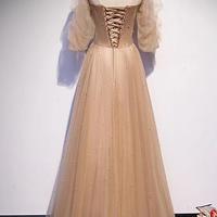 A Line Square Tulle Prom Evening Dress - Thumbnail 1