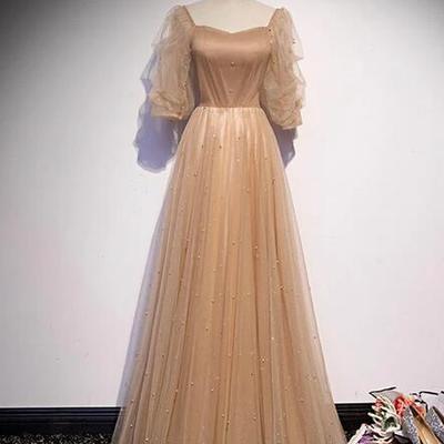 A line square tulle prom evening dress - Thumbnail 4