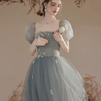 Cute Tulle Lace Long Prom Dresses, A-Line Graduation Dresses - Thumbnail 1