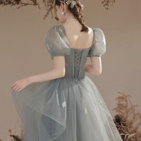 Cute Tulle Lace Long Prom Dresses, A-Line Graduation Dresses - Thumbnail 4