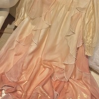 Plus Size Women French Luxury Elegant Lotus Petal Flowers Gradient Strap Dress & Cardigan Two Piece Set - Thumbnail 4