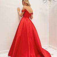 Cute A Line Sweetheart Red Satin Long Prom Dresses with Beading - Thumbnail 1