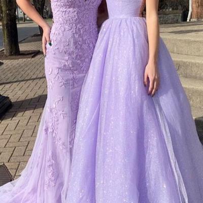 A line lavender long prom dresses  - Thumbnail 3