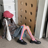 Y2K Rainbow Fishnet Knee High Socks Stockings - Thumbnail 1