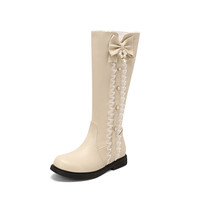 New fashion bow lace pearl boots - Thumbnail 5