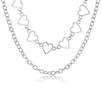 HOLLOW HEART NECKLACE SET / 2 pcs - Thumbnail 3