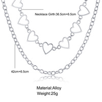 HOLLOW HEART NECKLACE SET / 2 pcs - Thumbnail 4