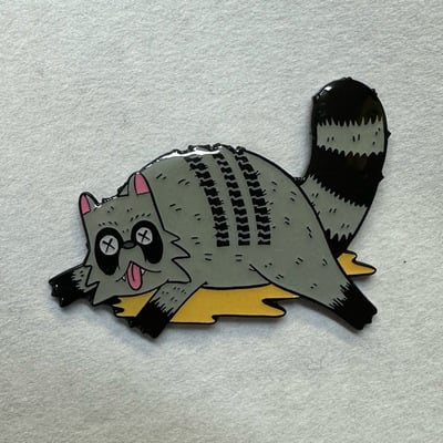 Roadkill raccoon  enamel pin (pp version)
