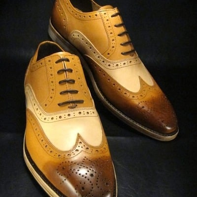 Best cheap price hand stitch multi colour leather wingtip shoes, genuine leather oxfords lace up shoes - Thumbnail 1