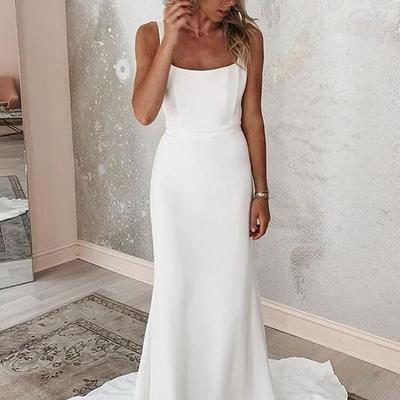 Simple mermaid square stain prom dresses - Thumbnail 3