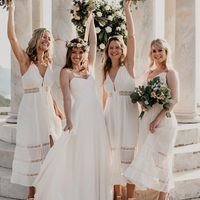 Simple A Line V Neck Straps Chiffon Long Wedding Dress, Beach Wedding Dresses - Thumbnail 2