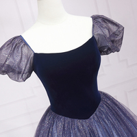 Purple Tulle Long Prom Dresses, A-Line Formal Evening Dresses - Thumbnail 2