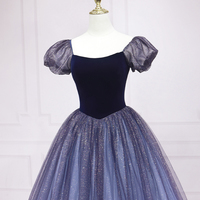 Purple Tulle Long Prom Dresses, A-Line Formal Evening Dresses - Thumbnail 3