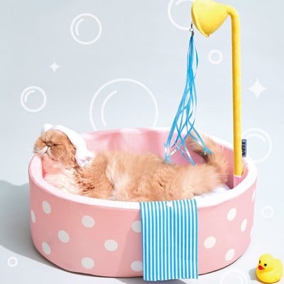 Cute pink bathtub shower cats dogs pets beds house nests