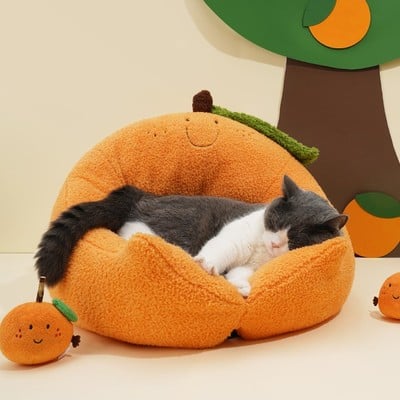 Cute orange tangerine fruits decoration cats dogs pets beds house
