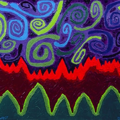 Photo print: northern lights with people swirls