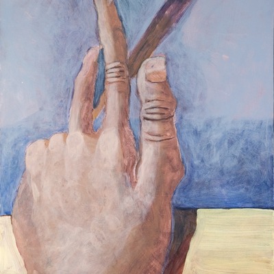 Photo print: hands holding the paintbrush