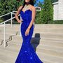 Cute Mermaid V Neck Dark Green Sequins Long Prom Dresses-1